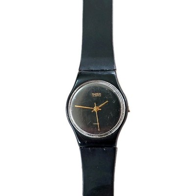 Vtg Swatch Black Magic Watch Ladies Working 25mm Swiss Made New Battery
