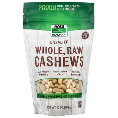 Real Food, Whole Raw Cashews, Unsalted, 10 oz (284 g)