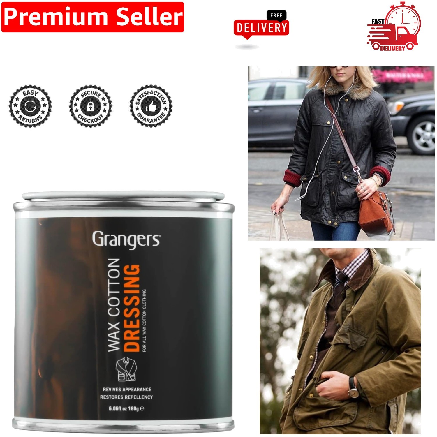 Grangers Wax Cotton Dressing | 180g | This easy-to-apply waterproofs all waxed clothing, Neutral - Image 4
