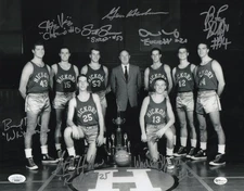 Hoosiers Signed Cast Autographed 11X14 Photo Gene Hackman 8 Autos Silver JSA