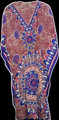 Vintage TRUE ROCK Caftan, Mandala Design W/ Gold Metal Flecks, Free Size!