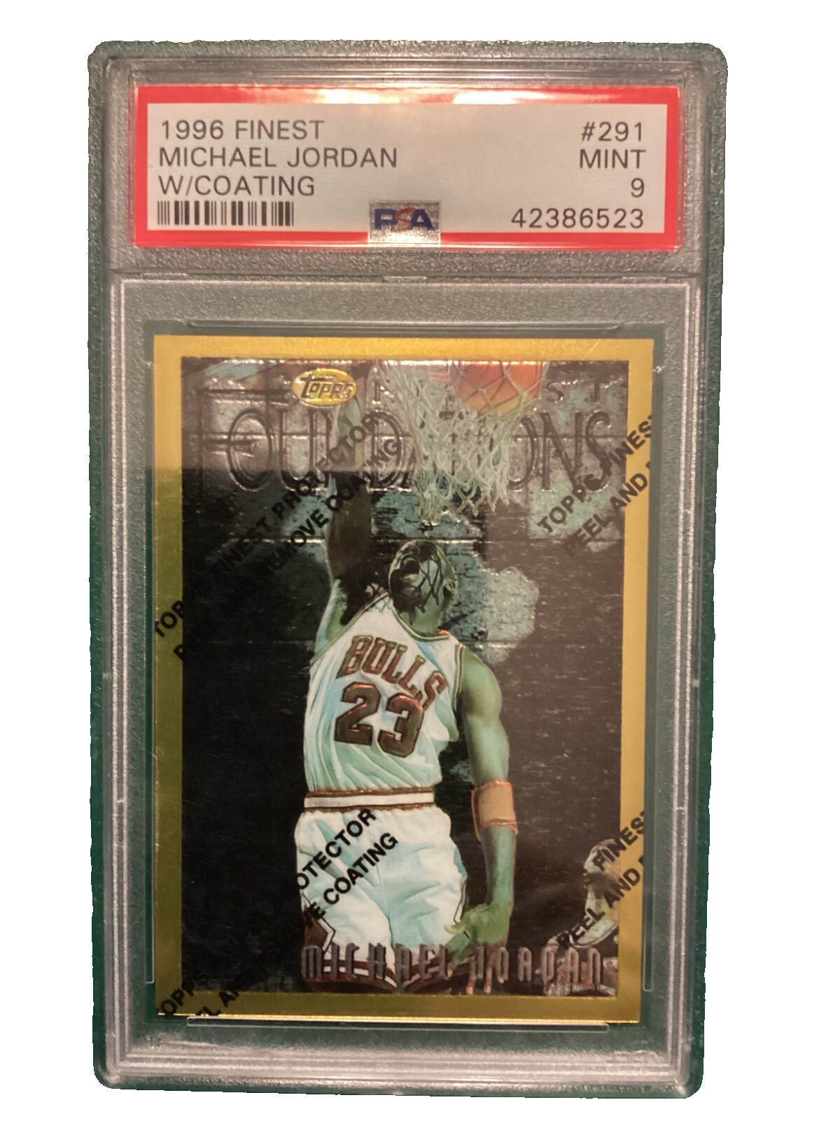 1996-97 Topps Finest - Rare - Gold Michael Jordan #291 w/coating PSA 9 centered