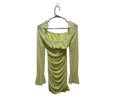 Off Shoulder Ruched Bust Mini Dress in Green