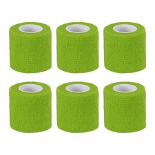 6Pcs, 1" x 177" Self Adhesive Bandage Wrap Elastic Self Tape Light Green