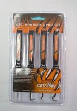 Mayhew 60003 - 4 Piece Mini Hook & Pick Tool Set - Scratch Awl, Curved Hook, 90