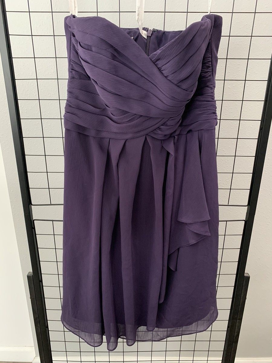 Davids Bridal Chiffon Strapless Dress Size Purple