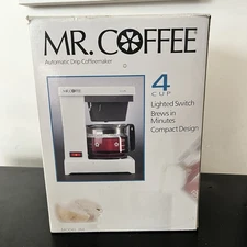 Mr. Coffee Brewer 4 Cup Automatic Drip JR-4 Coffee Maker Machine Classic White