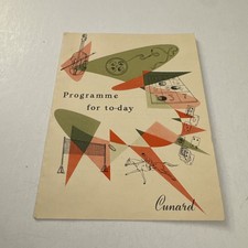 8/6/1955 Cunard Programme of Events Cruise Line R.M.S. Queen Elisabeth Ship E3