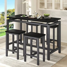 Counter Height 5 PCS Pub Table And Stool Set Breakfast Bar Table With Stools