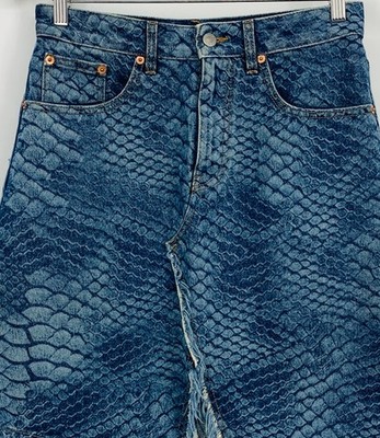 MM6 Maison Margiela Womens Blue Denim Snakeskin Skirt Size MM6 Maison Margiela Womens Blue Denim Snakeskin Skirt Size