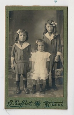 OLD PHOTO - 3 LITTLE GIRLS - CIRCA 1900 - PHOTOGRAPHER G. LAFFONT - LIMOUX