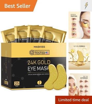 24k Gold Under Eye Patches 25 Pairs, eye mask, Collagen Skin Care Products, E...