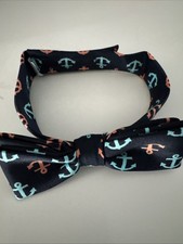 Baby Infant Bow Tie Adjustable Blue With Anchors
