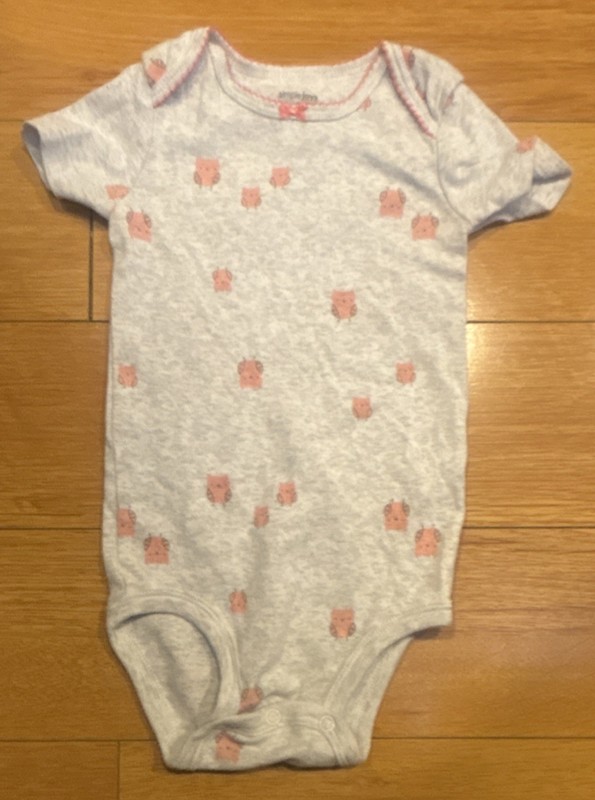 Simple Joys by Carter's Gray Pink Owl Print Short Sleeve Bodysuit for Baby 18M