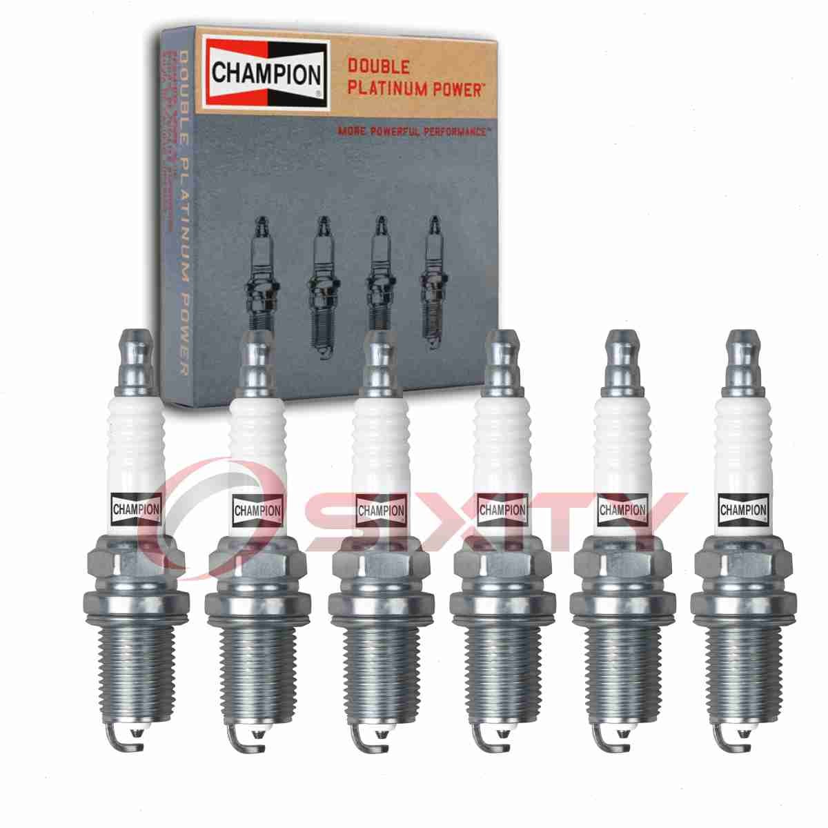6 pc Champion Double Platinum Spark Plugs for 2001 Hyundai XG300 3.0L V6 uz