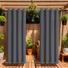Outdoor Curtains Waterproof with Grommet (Top and Bottom), 2 Panels Privacy & UV