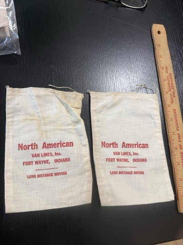 NORTH AMERICAN VAN LINES Old Vintage Cloth Pouch Bag Sack Lot / 2 Trucking Adv