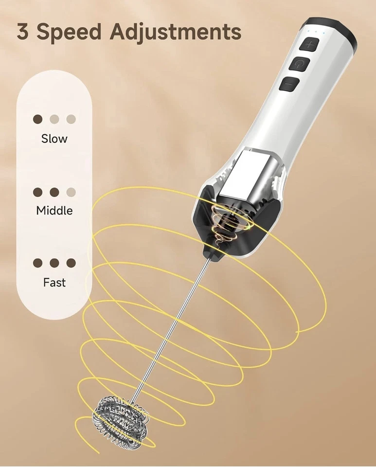 Rechargeable Electric Whisk with 3 Heads 3 Speeds Drink Mixer - Image 4 of 4