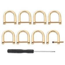 D-Rings Screw in Shackle, 8Pcs 9mm U Shape D Ring for Purse DIY, Gold