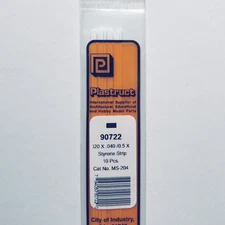 Plastruct 90722 Styrene Rectangle Strip 0.020"x 0.040"x 10" (10)