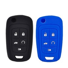 LemSa 2pcs Silicone 5 Buttons Flip Key Fob Cover Remote Keyless Entry Bag for...