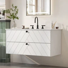Floating Vanity with Sink Bathroom Vanities Cabinet with 2 Large Storage Drawers