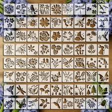 72 Pcs Butterfly Flower Stencils for Painting Set, Reusable Botanical Leaf Dr...
