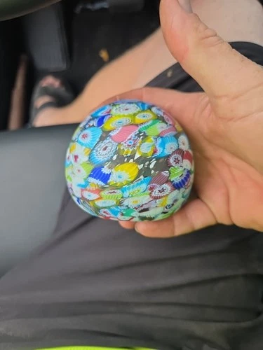 VTG MURANO MILLEFIORI Multicolored Art Glass Paperweight