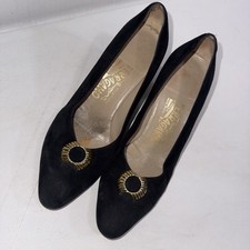 Vintage Salvatore Ferragamo Old Money Classic Career Black Velvet Pumps Heels 8B