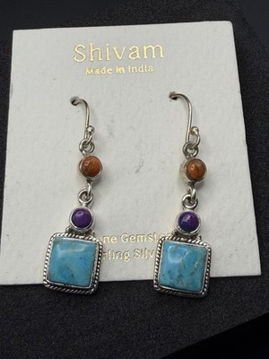 Shivam Blue Mohave Türkis und echte Edelsteine Ohrhänger Sterlingsilber