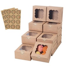 100 pcs 6x6x3 Inches Small Cake Box with Window, Bakery Pastry Cookie Boxes, ...