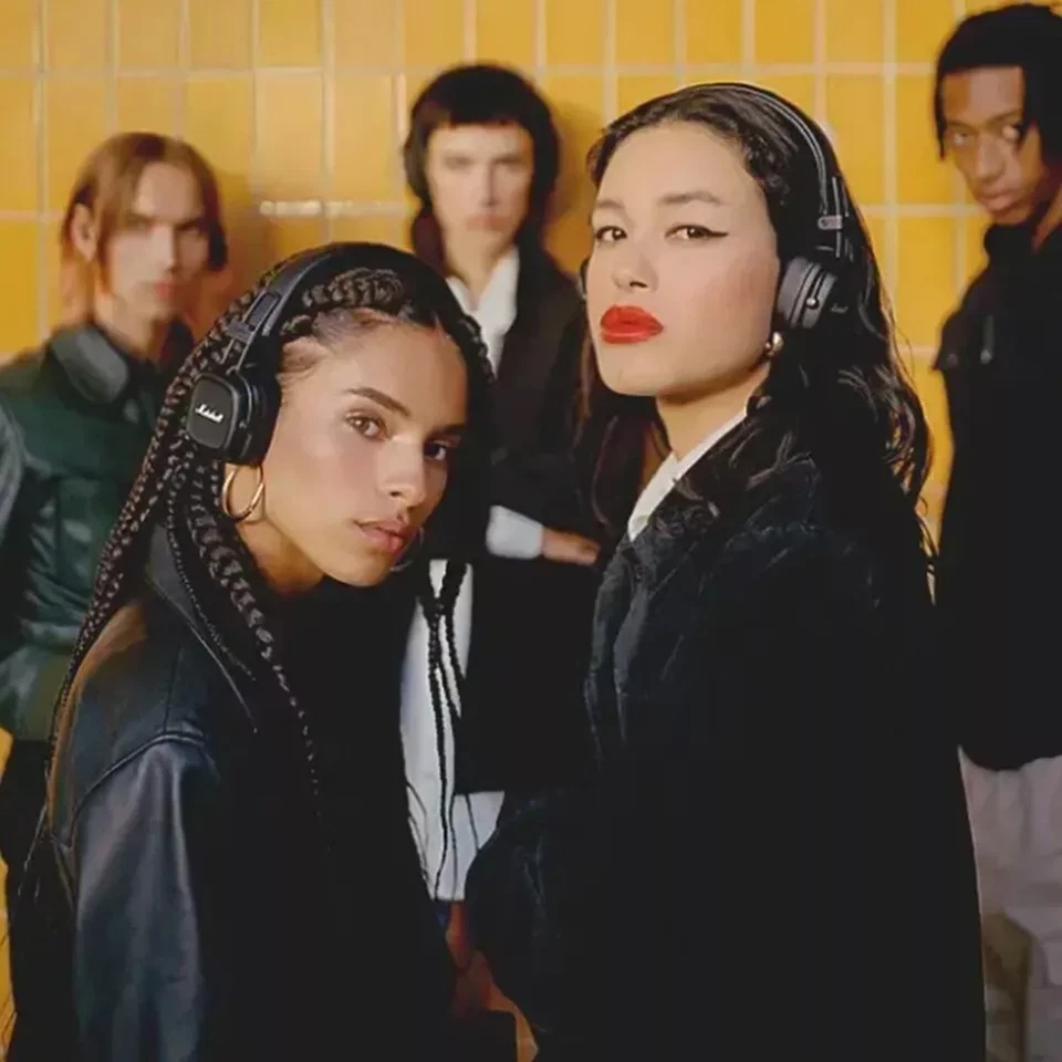 Cuffie auricolari pieghevoli Bluetooth marrone nero per cuffie Marshall Major IV - Immagine 3 di 4