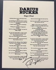 DARIUS RUCKER SIGNED LYRIC SHEET WAGON WHEEL COUNTRY SINGER AUTOGRAPH COA