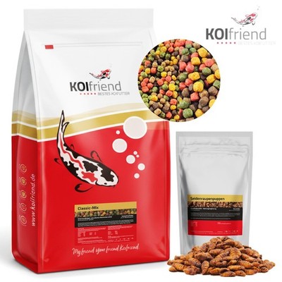 Koifutter 15 kg Classic Mix 5 Sorten 3 / 6mm Koi Fischfutter + 1 kg Seidenraupen