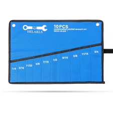 10 Pockets SAE Wrench Tool Roll Up Pouch Utility Heavy Duty Canvas Organizers