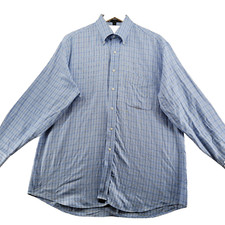Tommy Hilfiger Men's Size L Blue Check Cotton Long Sleeve Casual Shirt