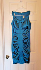 Sangria Women 6 Blue Teal Dress cocktail party wedding cruise shiny raffles NWT