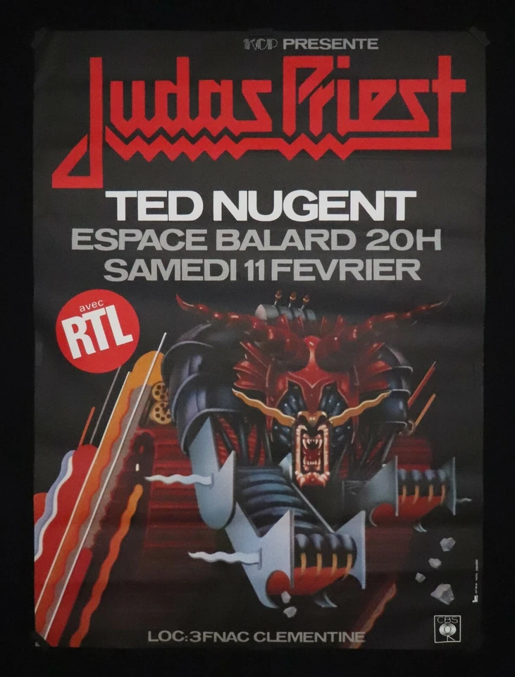 JUDAS PRIEST - Rare affiche originale KCP Concert Paris 1984 - Poster 157x115 cm - Photo 2/2