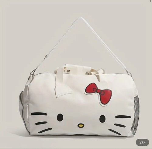 Borsone Sanrio Hello Kitty bagaglio da viaggio bianco Kawaii borsa da notte - Foto 2 di 7