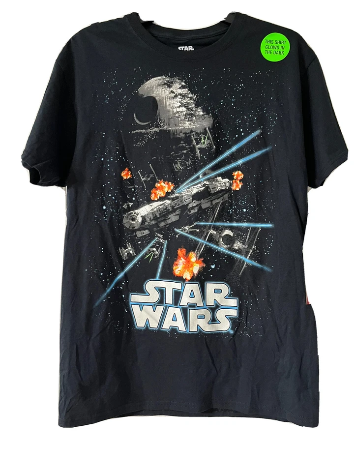 Star Wars S/CH (34/36) Glows In The Dark Boys Men Black T-shirt Medium - Image 4 of 4