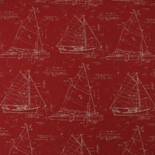SUNBRELLA NATUICAL RED WHITE SAILBOAT OUTDOOR INDOOR JACQUARD FABRIC BTY 54"W