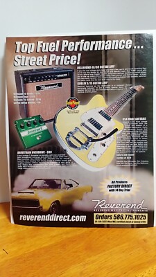 REVEREND GUITARS AD PRINT AD 11 X 8.5 TOP FUEL