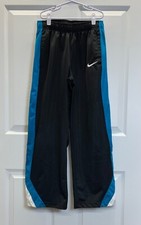 EUC Boys NIKE Black w/ Turquoise White Side Stripe Track Athletic Pants , MEDIUM