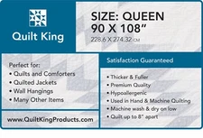 Quilt King Polyester Quilt Batting - 90 x 108 Queen - 1/2 inch loft, Soft Feel