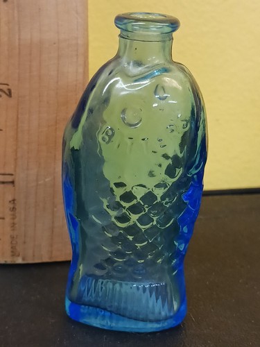 Blue Fish Bottles (2) Vintage 3" Blue Glass Bitters Bottles Decorative Glass - Picture 7 of 12