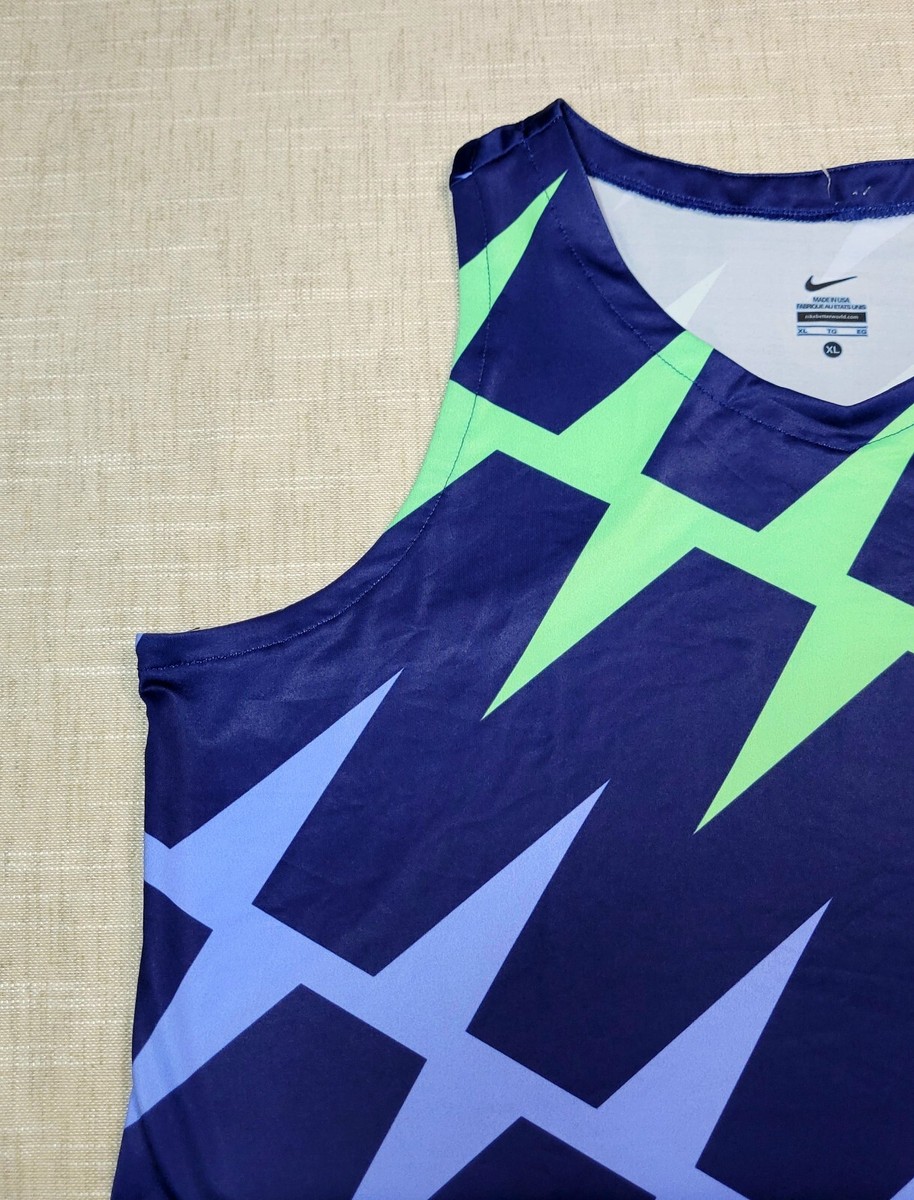 NIKE Pro Elite Singlet XL Mens Blue Green White 2020 USA Running