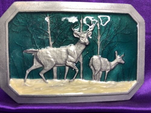 USA MADE Circa 1976 White Tail Deer Belt Buckle! Great American Buckle Co Z20 - 第 1/4 張圖片