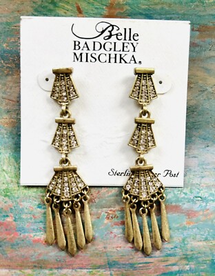 New Belle Badgley Mischka Sterling Silver Post Glam Gold Tier