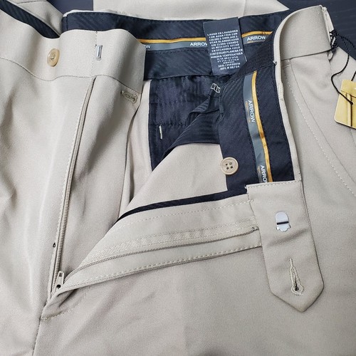 Arrow Pants Men's 38x30 Beige Stretch Waist Formal Workwear Chino Bottoms - Picture 8 of 12