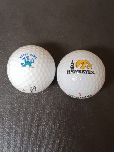 Logo Golf Balls Football Colleges Notre Dame Fighting Irish Iowa Hawkeyes - Picture 1 of 3